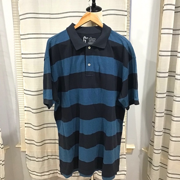GAP Other - Gap Men Size XXL Navy Stripe Rugby Classic Fit Pique Polo Shirt Casual Cotton